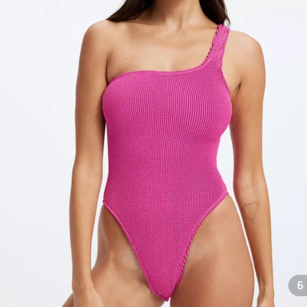 Good American Always Fits One Shoulder Metallic One-Piece | Fuschia Pink | NWT